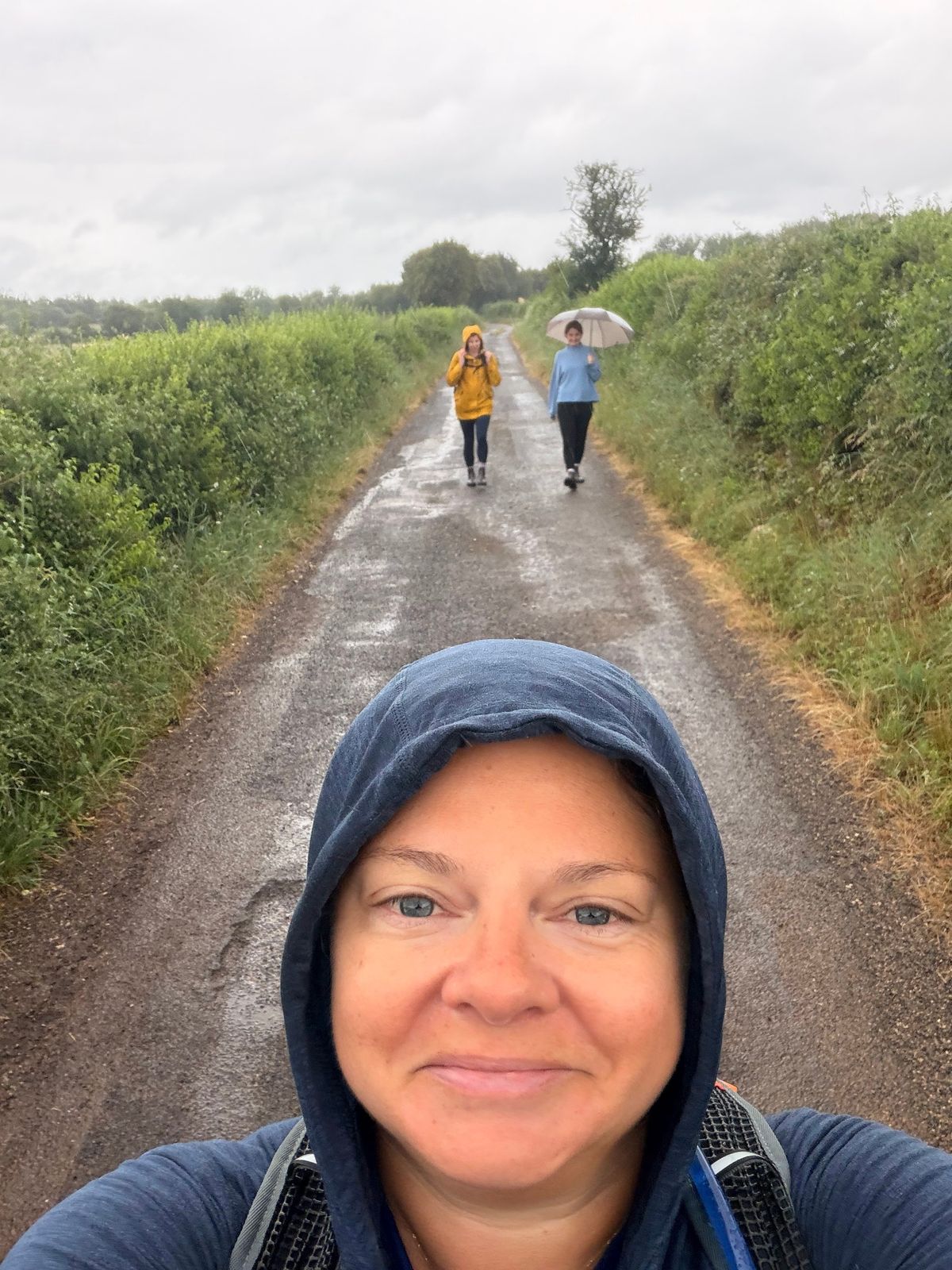 Cassie, out walking, whatever the weather