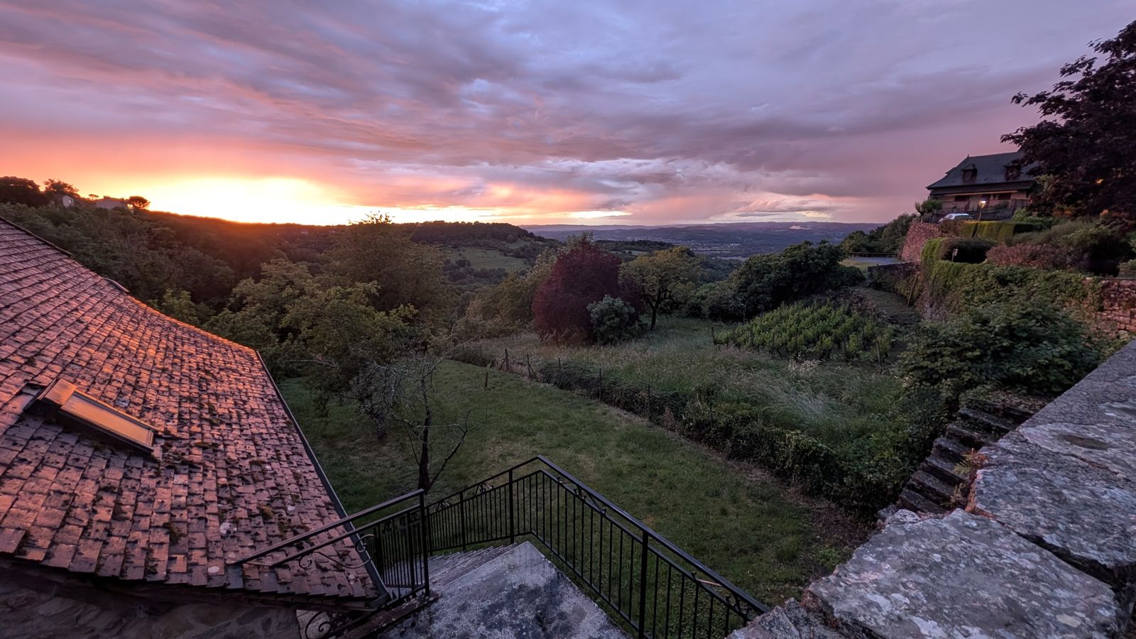 Sunset over the valley below Loubressac, seen from the clifftop village